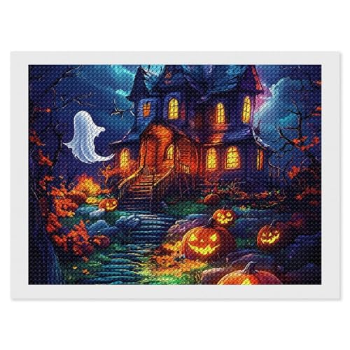 CSIVKEJ Halloween-Diamant-Malset, 5D-Diamantkunst zum Selbermachen, mit runden Diamanten für Wanddekoration und Geschenke (30,5 x 40,6 cm) von CSIVKEJ