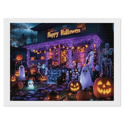 CSIVKEJ Halloween-Diamant-Malset, 5D-Diamantkunst zum Selbermachen, mit runden Diamanten für Wanddekoration und Geschenke (30,5 x 40,6 cm) von CSIVKEJ