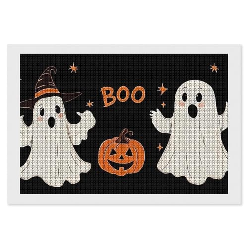 CSIVKEJ Halloween-Geister-Diamant-Malset, 5D-Diamantkunst zum Selbermachen, mit runden Diamanten, für Wanddekoration und Geschenke (20,3 x 30,5 cm) von CSIVKEJ