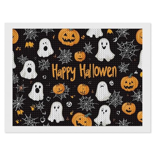 CSIVKEJ Halloween-Geister-Diamant-Malset, 5D-Diamantkunst zum Selbermachen, mit runden Diamanten, für Wanddekoration und Geschenke (30,5 x 40,6 cm) von CSIVKEJ