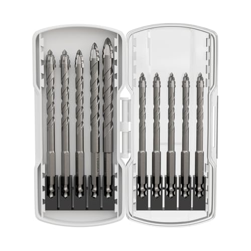 CSOOM Fliesenbohrer Glasbohrer Set, 10 Stück Fliesenbohrer Set für Porzellan, Keramik, Fliesen, Beton, Ziegelwand, Glas von CSOOM