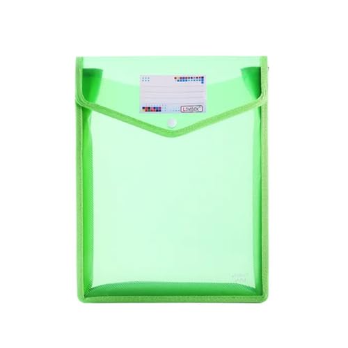 Dokumentenmappe A4/A5 Größe Wasserdicht Transparent Datei Tasche Ordner Umschlag Erweiterung Datei Brieftasche Lagerung Datei Ordner Mit Snap Schnalle Und Tasche(1pcs A4 Green) von CSSHNL