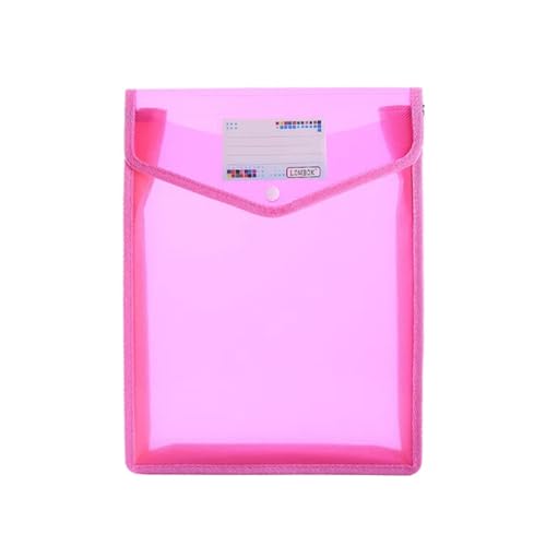 Dokumentenmappe A4/A5 Größe Wasserdicht Transparent Datei Tasche Ordner Umschlag Erweiterung Datei Brieftasche Lagerung Datei Ordner Mit Snap Schnalle Und Tasche(1pcs A4 PINK) von CSSHNL