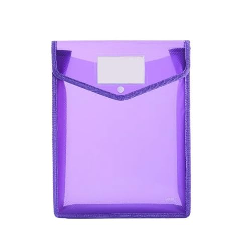 Dokumentenmappe A4/A5 Größe Wasserdicht Transparent Datei Tasche Ordner Umschlag Erweiterung Datei Brieftasche Lagerung Datei Ordner Mit Snap Schnalle Und Tasche(1pcs A5 Purple) von CSSHNL