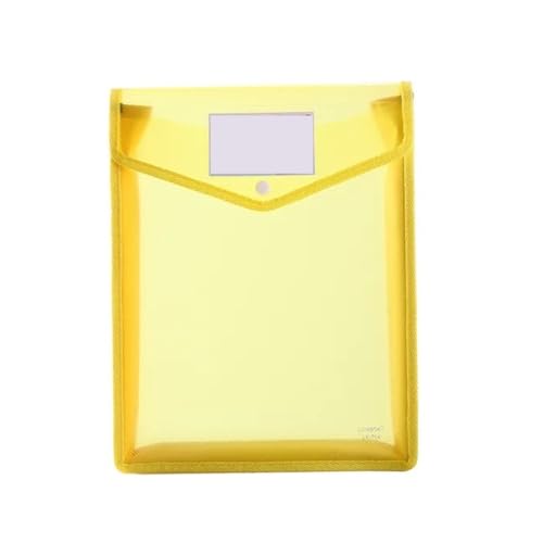 Dokumentenmappe A4/A5 Größe Wasserdicht Transparent Datei Tasche Ordner Umschlag Erweiterung Datei Brieftasche Lagerung Datei Ordner Mit Snap Schnalle Und Tasche(1pcs A5 Yellow) von CSSHNL