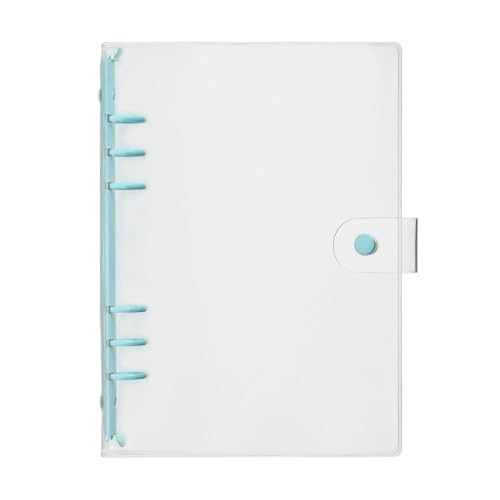 Dokumentenmappe A5 A6 Transparent PVC Lose-Blatt Notebook Abdeckung Ordner Farbe 6 Ring Binder Tagebuch Journal Planer Schule Schreibwaren(Blue-A5) von CSSHNL