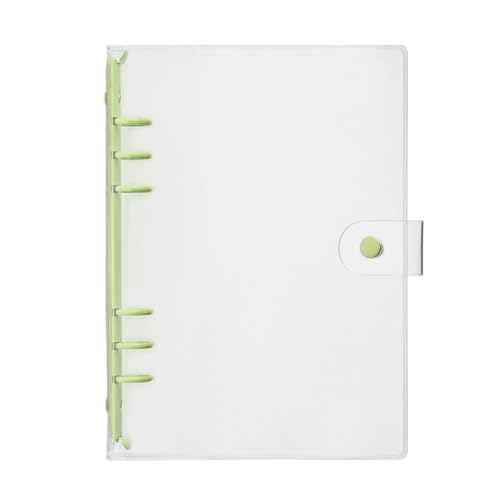 Dokumentenmappe A5 A6 Transparent PVC Lose-Blatt Notebook Abdeckung Ordner Farbe 6 Ring Binder Tagebuch Journal Planer Schule Schreibwaren(Green-A5) von CSSHNL