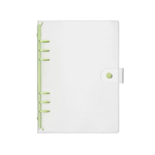 Dokumentenmappe A5 A6 Transparent PVC Lose-Blatt Notebook Abdeckung Ordner Farbe 6 Ring Binder Tagebuch Journal Planer Schule Schreibwaren(Green-A6) von CSSHNL