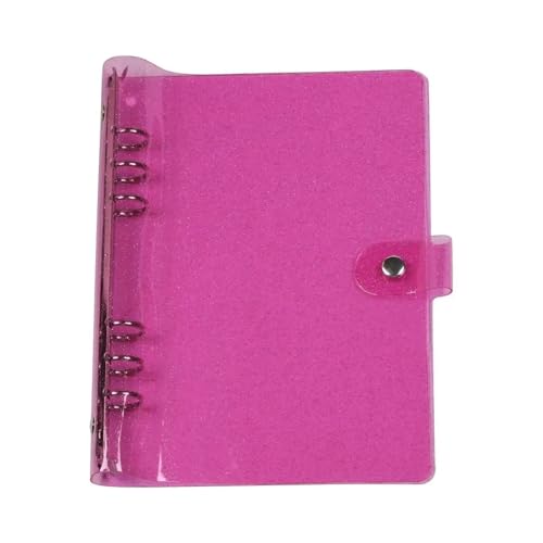 Dokumentenmappe A5 A6 Transparent PVC Lose-Blatt Notebook Abdeckung Ordner Farbe 6 Ring Binder Tagebuch Journal Planer Schule Schreibwaren(Pink-A5) von CSSHNL