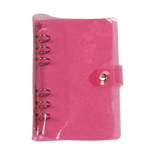 Dokumentenmappe A5 A6 Transparent PVC Lose-Blatt Notebook Abdeckung Ordner Farbe 6 Ring Binder Tagebuch Journal Planer Schule Schreibwaren(Pink-A6) von CSSHNL