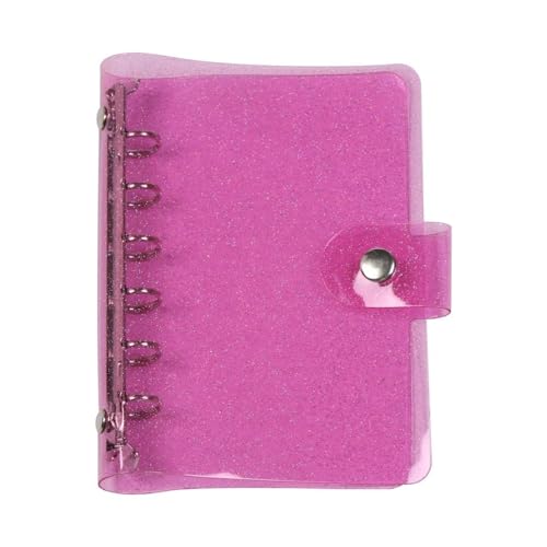 Dokumentenmappe A5 A6 Transparent PVC Lose-Blatt Notebook Abdeckung Ordner Farbe 6 Ring Binder Tagebuch Journal Planer Schule Schreibwaren(Pink-A7) von CSSHNL