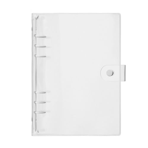 Dokumentenmappe A5 A6 Transparent PVC Lose-Blatt Notebook Abdeckung Ordner Farbe 6 Ring Binder Tagebuch Journal Planer Schule Schreibwaren(White-A5) von CSSHNL