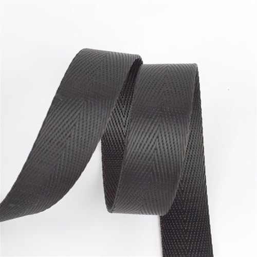 CSSHNL Gurtband 10 Meter Fischgrätenmuster 20 mm Nylon-Gurtband, Bänder, Hundehalsband, Rucksack, Rucksackgurt, Gürtelband, Schrägband, DIY-Nähzubehör Für Rucksäcke, Handtaschen(Black) von CSSHNL