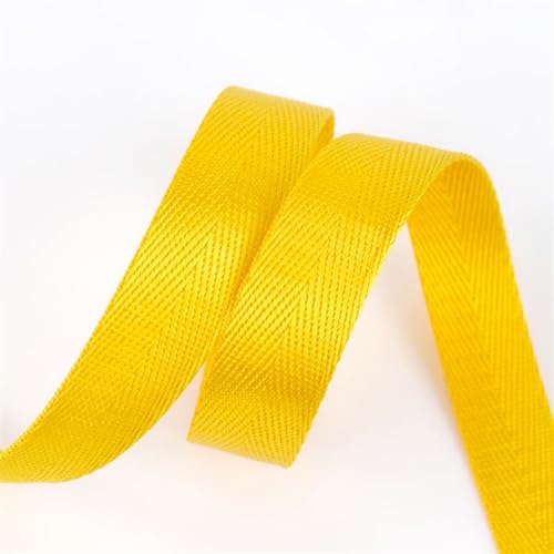 CSSHNL Gurtband 10 Meter Fischgrätenmuster 20 mm Nylon-Gurtband, Bänder, Hundehalsband, Rucksack, Rucksackgurt, Gürtelband, Schrägband, DIY-Nähzubehör Für Rucksäcke, Handtaschen(Goldyellow) von CSSHNL