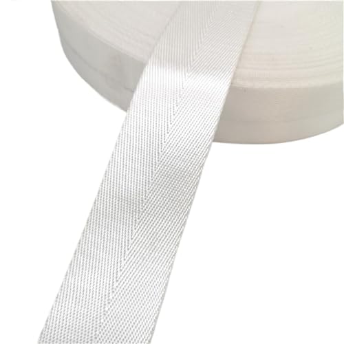 Gurtband 10 Yards 38-mm-Gurtband aus Nylon mit Fischgrätenmuster, Rucksack-Umreifung, Nähen, Tasche, Gürtel, Zubehör Für Rucksäcke, Handtaschen(White) von CSSHNL