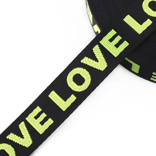 Gurtband 10M 25mm Nylon Gurtband Jacquard LOVE Tape Band DIY Tasche Schultergurt Besätze Kleidungsstück Dekor Spitze Gurtband Nähen Zubehör Für Rucksäcke, Handtaschen(Green) von CSSHNL