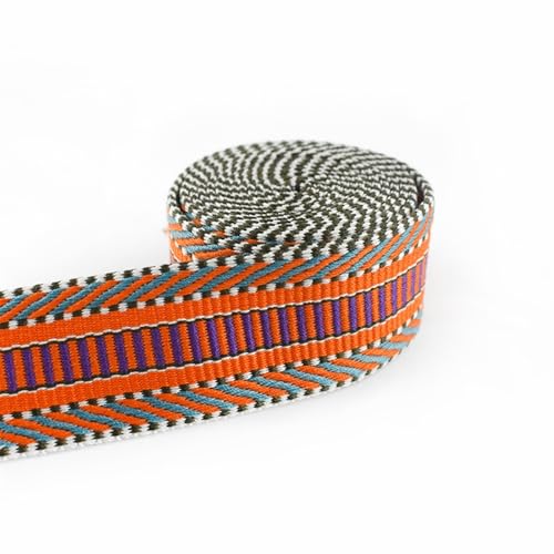 Gurtband 2 Meter 38 mm Polyester-Baumwoll-Jacquard-Gurtband, 2 mm dick, Taschenriemen, Gürtel, Spitzenbänder, DIY, Kleidungsstück, Textil, Nähen, Dekoration Für Rucksäcke, Handtaschen(Orange) von CSSHNL