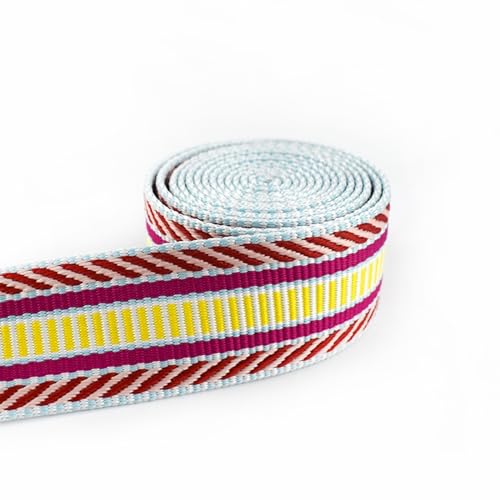 Gurtband 2 Meter 38 mm Polyester-Baumwoll-Jacquard-Gurtband, 2 mm dick, Taschenriemen, Gürtel, Spitzenbänder, DIY, Kleidungsstück, Textil, Nähen, Dekoration Für Rucksäcke, Handtaschen(Pink) von CSSHNL