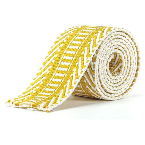 Gurtband 2 m 38 mm Polyester-Baumwoll-Jacquard-Gurtband, 2 mm dick, Taschengurt, Gürtel, Spitzenbänder, DIY, Kleidungsstück, Textil, Nähen, Dekoration Für Rucksäcke, Handtaschen(Yellow) von CSSHNL