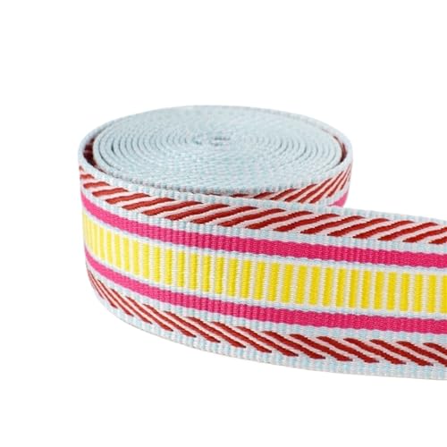 Gurtband 3 Meter Polyester 5cm 2mm Dicke Jacquard-Gurtbänder Taschengurt Gürtelbänder for DIY Kleidung Schrägband Nähzubehör Für Rucksäcke, Handtaschen(Pink) von CSSHNL