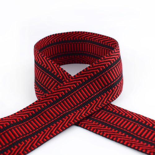 Gurtband 3 Meter Polyester 5cm 2mm Dicke Jacquard-Gurtbänder Taschengurt Gürtelbänder for DIY Kleidung Schrägband Nähzubehör Für Rucksäcke, Handtaschen(Red) von CSSHNL