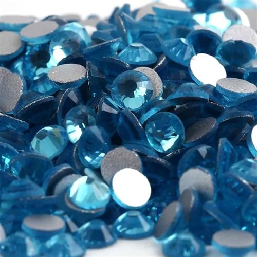 Hotfix Strasssteine 3D-Nagelkunst-Strasssteine ​​aus Glas, Kristall, nicht HotFix-Nagelkunstdekorationen für Nagel Gesicht Kunst(Aquamarine,SS16 1440pcs) von CSSHNL