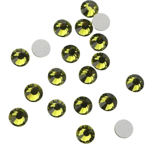 Hotfix Strasssteine Fixierung Kristall Cristales Flatback Zurück Nicht Hotfix Strass for Taschen Bekleidung DIY Nagel Kunst für Nagel Gesicht Kunst(116 Olivine Yellow,7mm SS34 144pcs) von CSSHNL