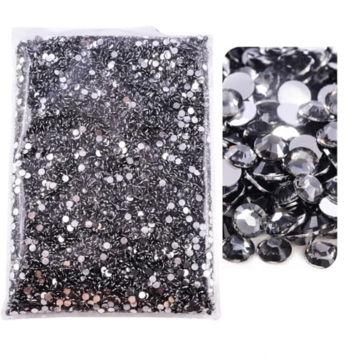 Hotfix Strasssteine Flatback-Silberunterseite-Harz, nicht Hotfix-Strasssteine ​​im großen Paket, Glitzerkristalle und Strass für Nagel Gesicht Kunst(3 Black Diamond,3.0mm SS10-50000pcs) von CSSHNL