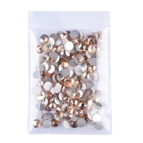 Hotfix Strasssteine Kristall AB Glitzer Strass Glas Nicht Hotfix Strasssteine ​​Flatback Diamant Nail Art Dekorationen für Nagel Gesicht Kunst(Golden Champagne,SS40-144pcs) von CSSHNL