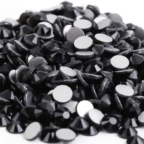 Hotfix Strasssteine Kristall Nicht Hotfix Strass Super Helle Glas Strass 3D Nail art Dekoration DIY Kleid Kleidung für Nagel Gesicht Kunst(Black,Ss12 1440pcs) von CSSHNL