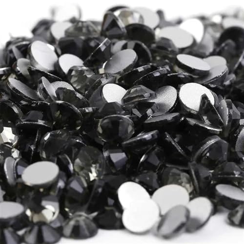 Hotfix Strasssteine Kristall Nicht Hotfix Strass Super Helle Glas Strass 3D Nail art Dekoration DIY Kleid Kleidung für Nagel Gesicht Kunst(Black Diamond,Ss12 1440pcs) von CSSHNL