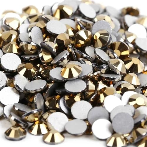 Hotfix Strasssteine Kristall Nicht Hotfix Strass Super Helle Glas Strass 3D Nail art Dekoration DIY Kleid Kleidung für Nagel Gesicht Kunst(Gold Hematite,Ss2 1440pcs) von CSSHNL