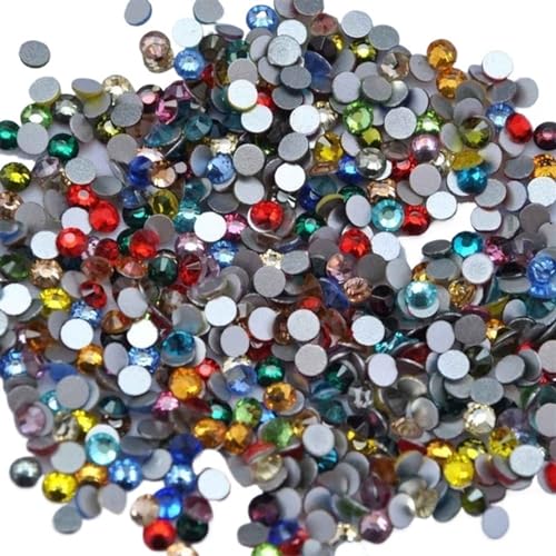 Hotfix Strasssteine Kristall Nicht Hotfix Strass Super Helle Glas Strass 3D Nail art Dekoration DIY Kleid Kleidung für Nagel Gesicht Kunst(Mix Colors,Ss3 1440pcs) von CSSHNL