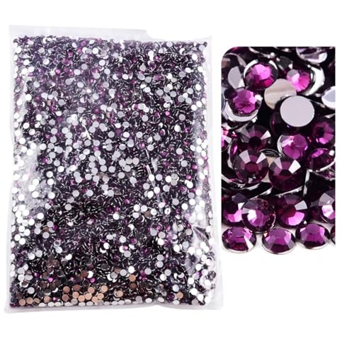 Hotfix Strasssteine Flatback-Silberunterseite-Harz, nicht Hotfix-Strasssteine ​​im großen Paket, Glitzerkristalle und Strass für Nagel Gesicht Kunst(118 Grape purple,5mm SS20-10000pcs) von CSSHNL