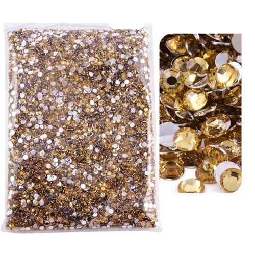 Hotfix Strasssteine Flatback-Silberunterseite-Harz, nicht Hotfix-Strasssteine ​​im großen Paket, Glitzerkristalle und Strass für Nagel Gesicht Kunst(12 Lt Colo Topaz,5mm SS20-10000pcs) von CSSHNL