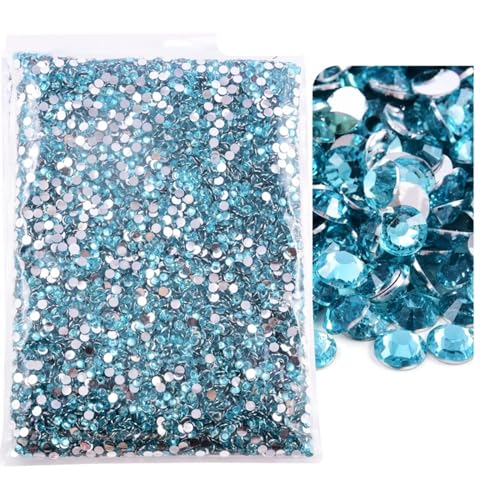 Hotfix Strasssteine Flatback-Silberunterseite-Harz, nicht Hotfix-Strasssteine ​​im großen Paket, Glitzerkristalle und Strass für Nagel Gesicht Kunst(7 Aquamarine,5mm SS20-15000pcs) von CSSHNL