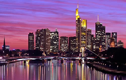 CSUNNY Malen nach Zahlen Schleifen nach Zahlen City Bridge Gebäude Wolkenkratzer Frankfurt Deutschland 50x60cm von CSUNNY