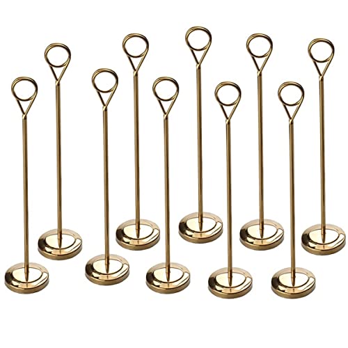 CTCOIJRN 10 Stück Tischnummernständer, goldene Tischkartenhalter aus Edelstahl for Hochzeiten und Partys, 4/6/8/10 Zoll runde Tischnummernhalter, Bildnotizhalter(10 Inch) von CTCOIJRN