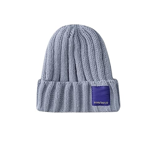 CTCOIJRN Frauen Winter Wolle Kappe Herbst und Winter Candy Farbe Set von Kopf Kappe Lose Verdickte Warme Strick Kappe Fischer Hut(Gris) von CTCOIJRN