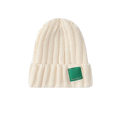 CTCOIJRN Frauen Winter Wolle Kappe Herbst und Winter Candy Farbe Set von Kopf Kappe Lose Verdickte Warme Strick Kappe Fischer Hut(Off-White) von CTCOIJRN