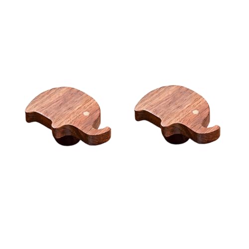 CTCOIJRN Schubladengriffe, Holzzuggriffe, Holzzuggriffe, 2 Stück, Tierholzhaken, Kleiderschrank, Schrankgriff, Kinderzimmer-Türknauf, schwarzer Walnuss, Tyrannosaurus Rex(Brazilian Rosewood,Elephant) von CTCOIJRN