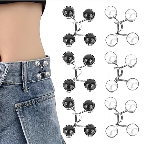 6Sets Pearl Jean Knopfnadeln ‎CTDMJ Pearl Jean Button Pins Verstellbare NagelfreieTaillenschnallen Knöpfe Ohne Nähen Hosen Knopf Spanner Fastener Abnehmbarer Jeansknopf für Rock Jeans von CTDMJ