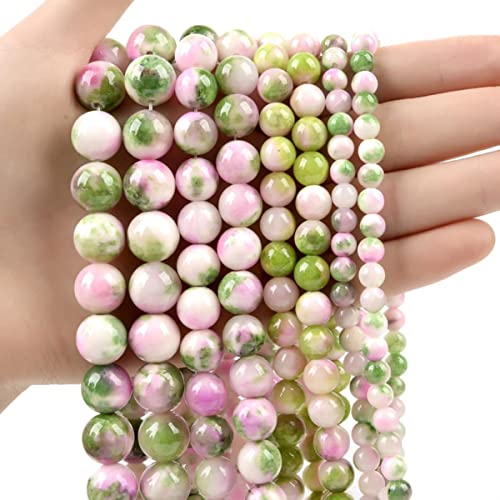 Grüne Natursteinperlen, Jade, Kristall, Türkise, lose Distanzperlen für Schmuckherstellung, DIY, handgefertigte Armbänder, Halsketten, 4–10 mm, persische Jade, 8 mm, 44–46 Stück von CTLH20