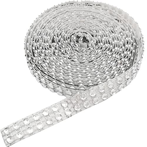 Strassband Silber, CTRICALVER 1 Rollen Strassband Selbstklebend, Selbstklebende Kristall Band 3 yard, für Bastelarbeiten, Kleidung, DIY-Dekoration (2 Reihen Diamanten) von CTRICALVER