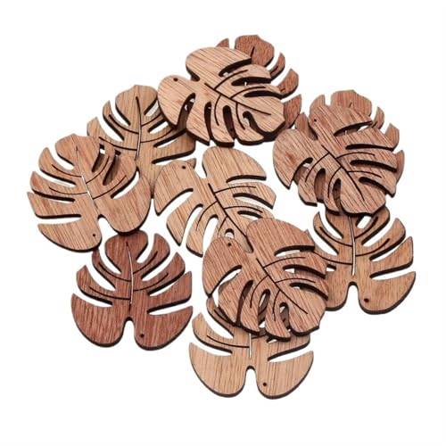 CTRSM Bastelformen aus Holz, 45x49mm Hause Dekoration Kunst 12Pcs Holz Kaffee Cartoon Blätter Kreative DIY Verzierungen Holz Ornament Ausschnitte Handwerk Handarbeit von CTRSM