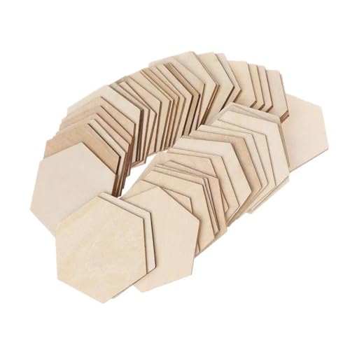 CTRSM Bastelformen aus Holz, 50 Stück 20 mm 0,78 Zoll Sechseck-Ausschnittformen Holzspäne Unbehandelter Holzausschnitt for Party Hochzeit Zuhause DIY Handwerk Holzmaterial von CTRSM