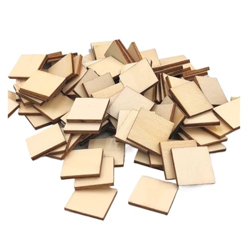 CTRSM Bastelformen aus Holz, 50 Stück 20 mm quadratische, blanke Holzscheiben, natürliche Holzquadrate, Ausschnitte for Heimwerkerarbeiten, Malen, Färben, Untersetzer, Holzmaterial von CTRSM