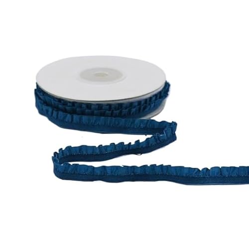 CTRSM Gummiband für Nähen, 5 Yard Rüschen-Spitzenbesatz, schwarz-weiße Bänder, dehnbares Rüschen-Geschenkverpackungsband, DIY-Nähstoffzubehör, Plissee-Spitze(Blue,40mm) von CTRSM