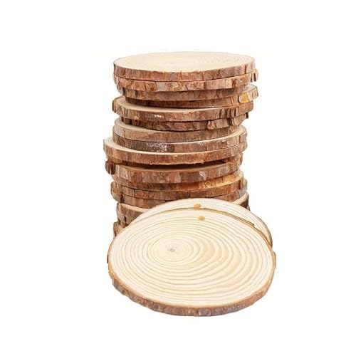 CTRSM Holzscheiben, Holzscheiben für Basteln, 20 Stück natürliche Kiefernholzscheiben, 6,1–7,1 cm, Bastelholz-Set, unvollendet, vorgebohrt mit Loch, Holzkreise, Baumscheiben von CTRSM