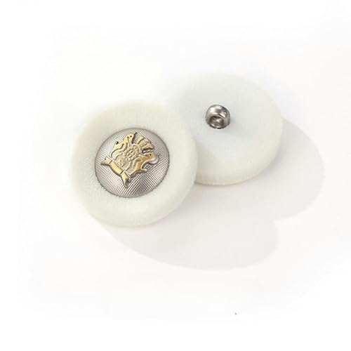 CTRSM Knöpfe für Annähen, Samtknopf, Stoffbezogene Knöpfe, 10 Stück, runde Stoffknöpfe, Samtknöpfe mit Metallschaft, for Basteln und Nähen von Kleidung(White,18mm) von CTRSM